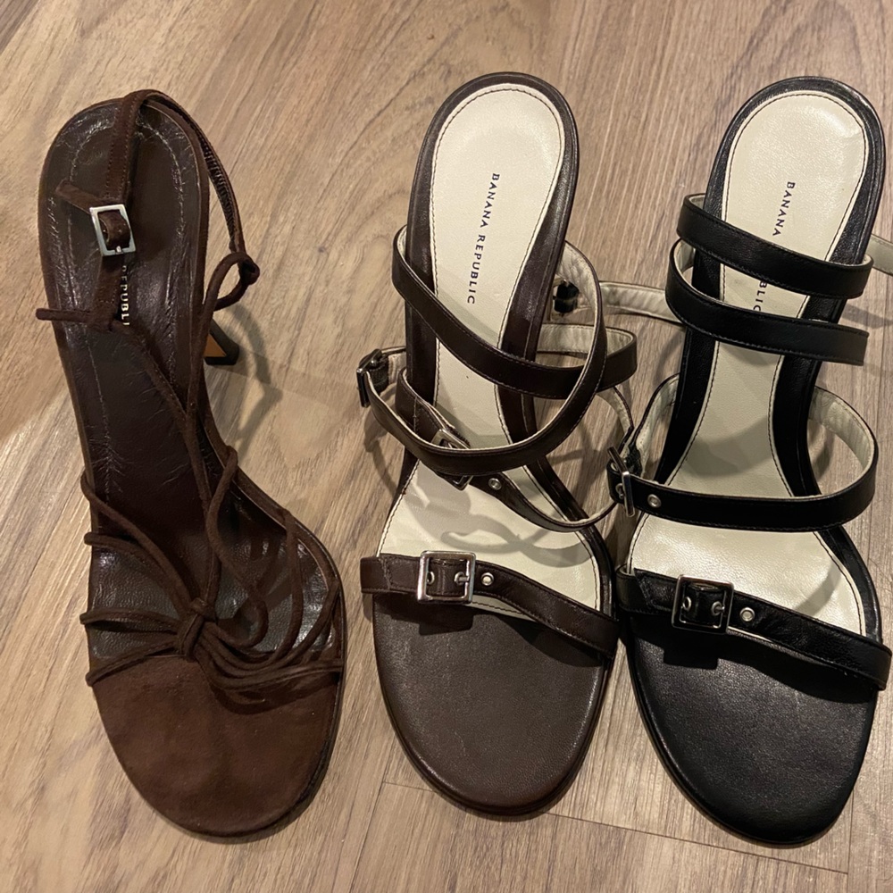 Set of 3 banana republic 4 inch heals! 2 brown 1 black